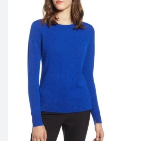 Halogen NWT Size 1X Cashmere Crewneck Sweater in Royal Blue - Picture 1 of 7